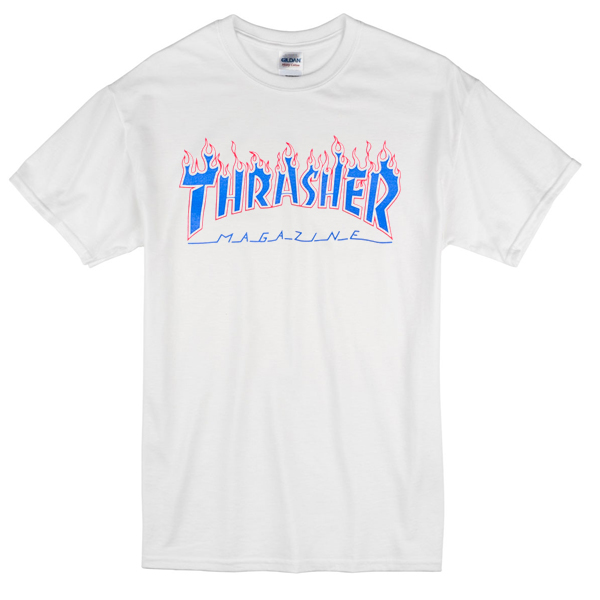 Thrasher red flame blue font T-shirt - Basic tees shop